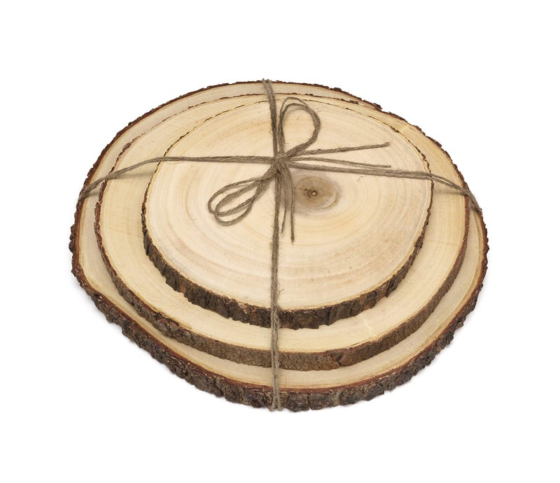 Lipper International Acacia Wood Slab Serving Board With Bark for Cheese, Crackers, and Hors D'oeuvres, Set of 3, Assorted Sizes - Image 2